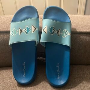 NWT Vera Bradley blue slides with fish design